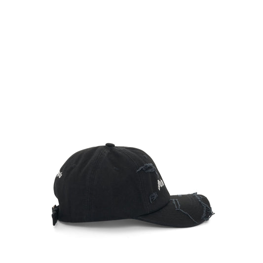 Ripped Logo Cap in Black/White