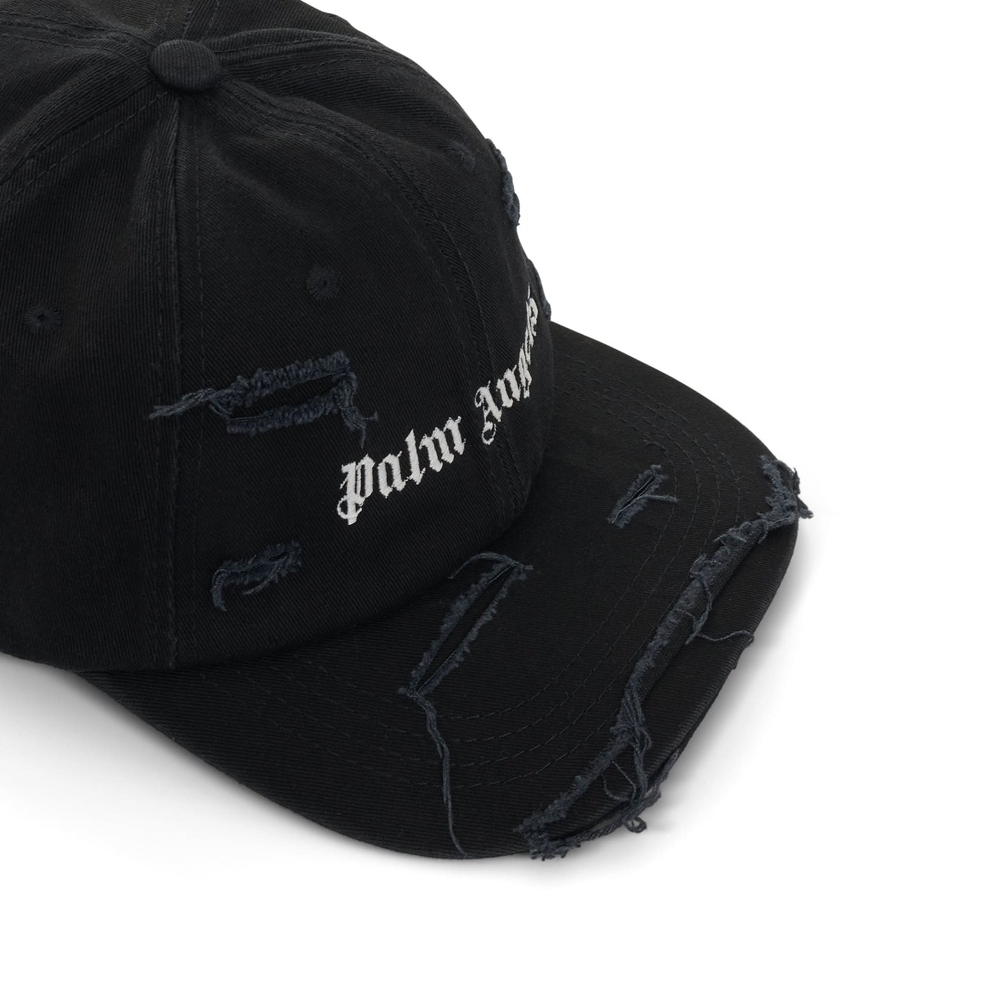 Ripped Logo Cap in Black/White