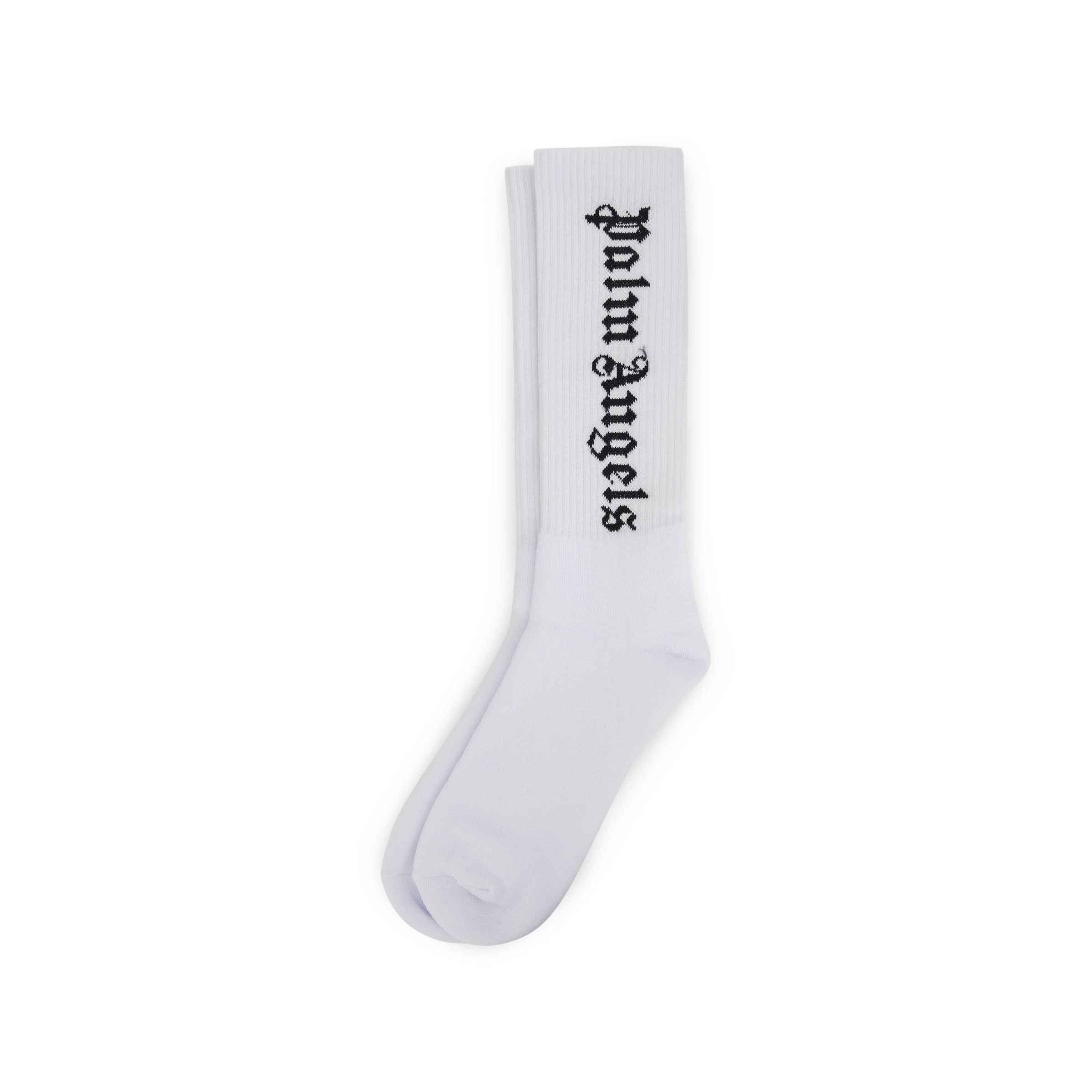 Vertical Logo Socks in White/Black