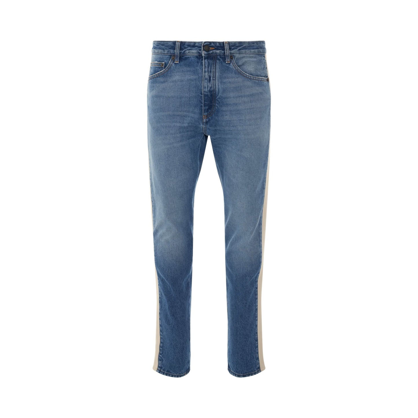 Indigo Track Denim Pants in Light Blue/White