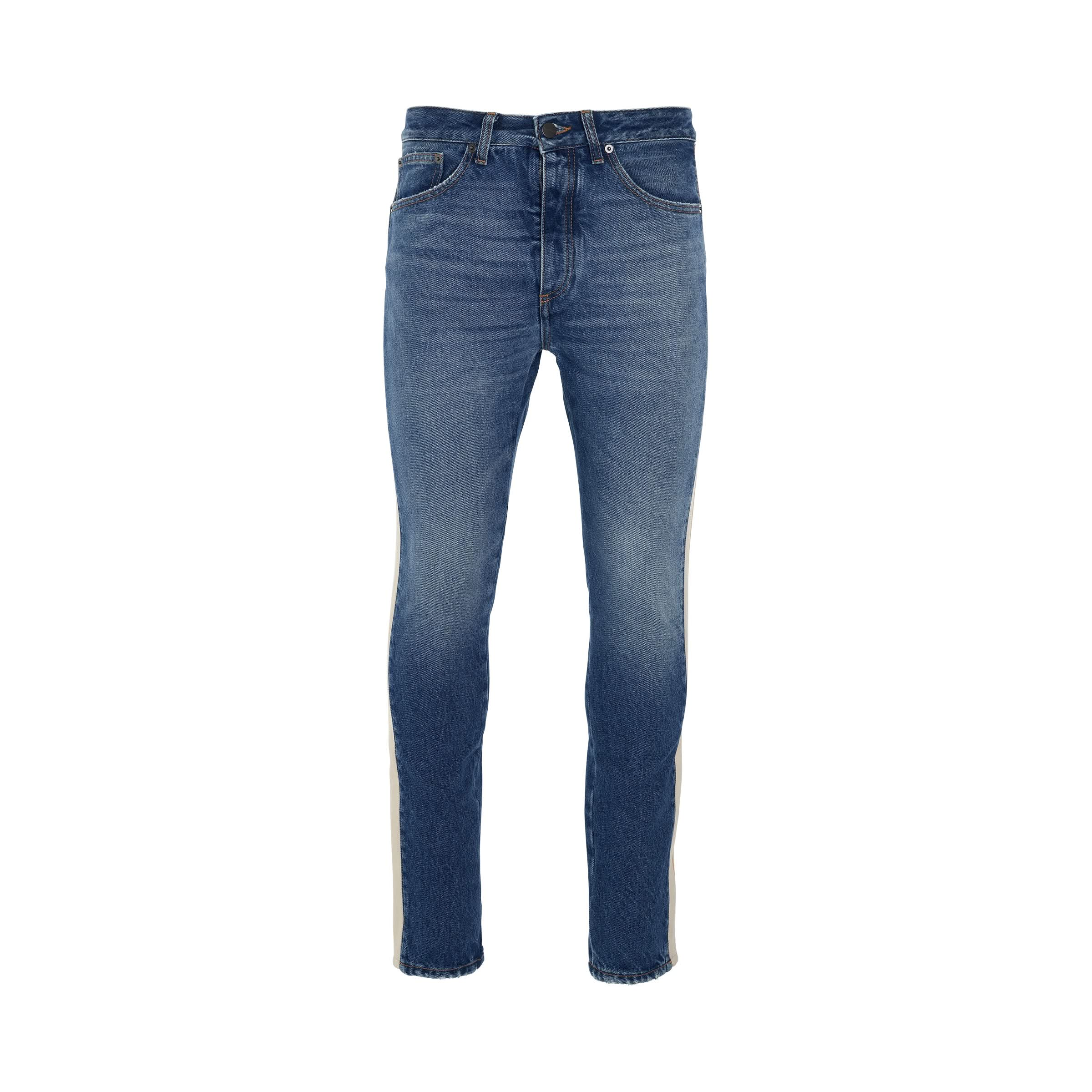 Indigo Track Denim Pants in Light Blue