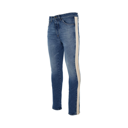 Indigo Track Denim Pants in Light Blue