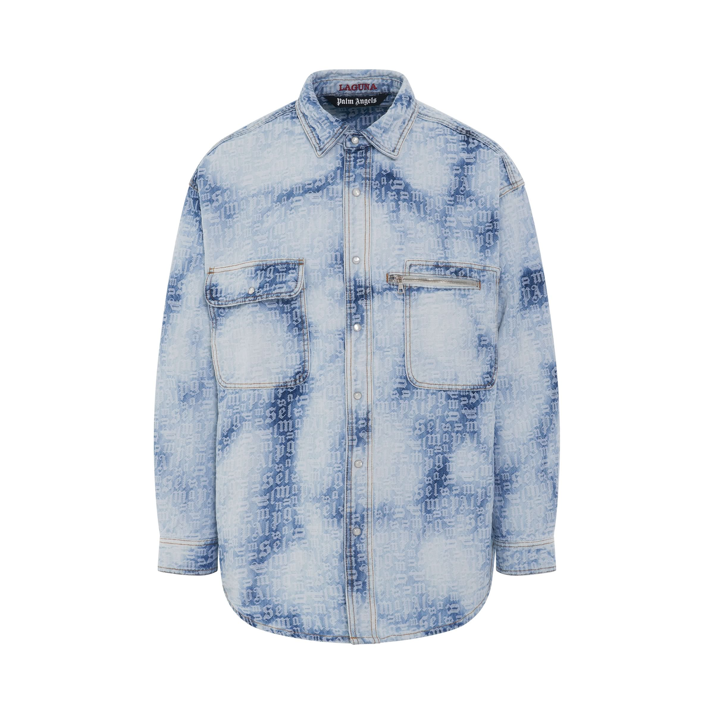 Monogram Denim Shirt in Light Blue