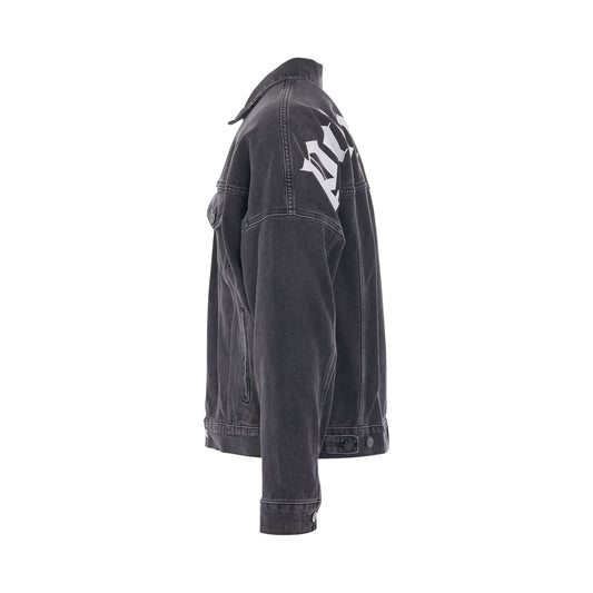 Logo Over Denim Jacket in Black/White