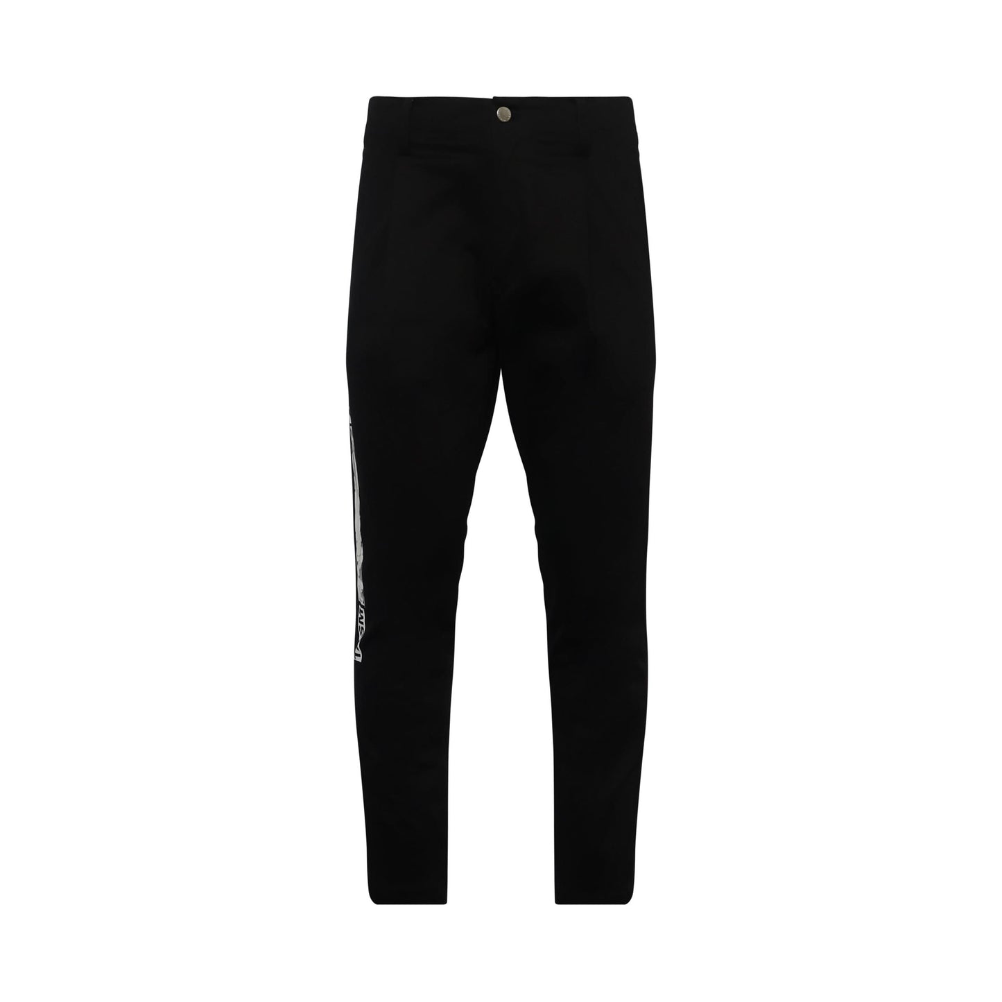 Barcode Print Chino Pants in Black