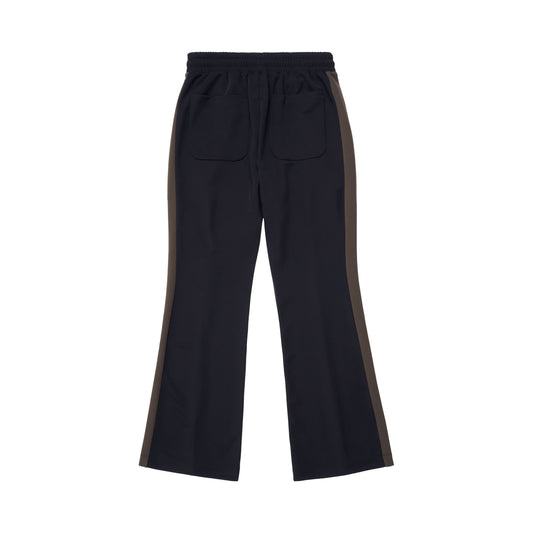 Flared Jersey Pants with Contrasting Colour Stripes in Black