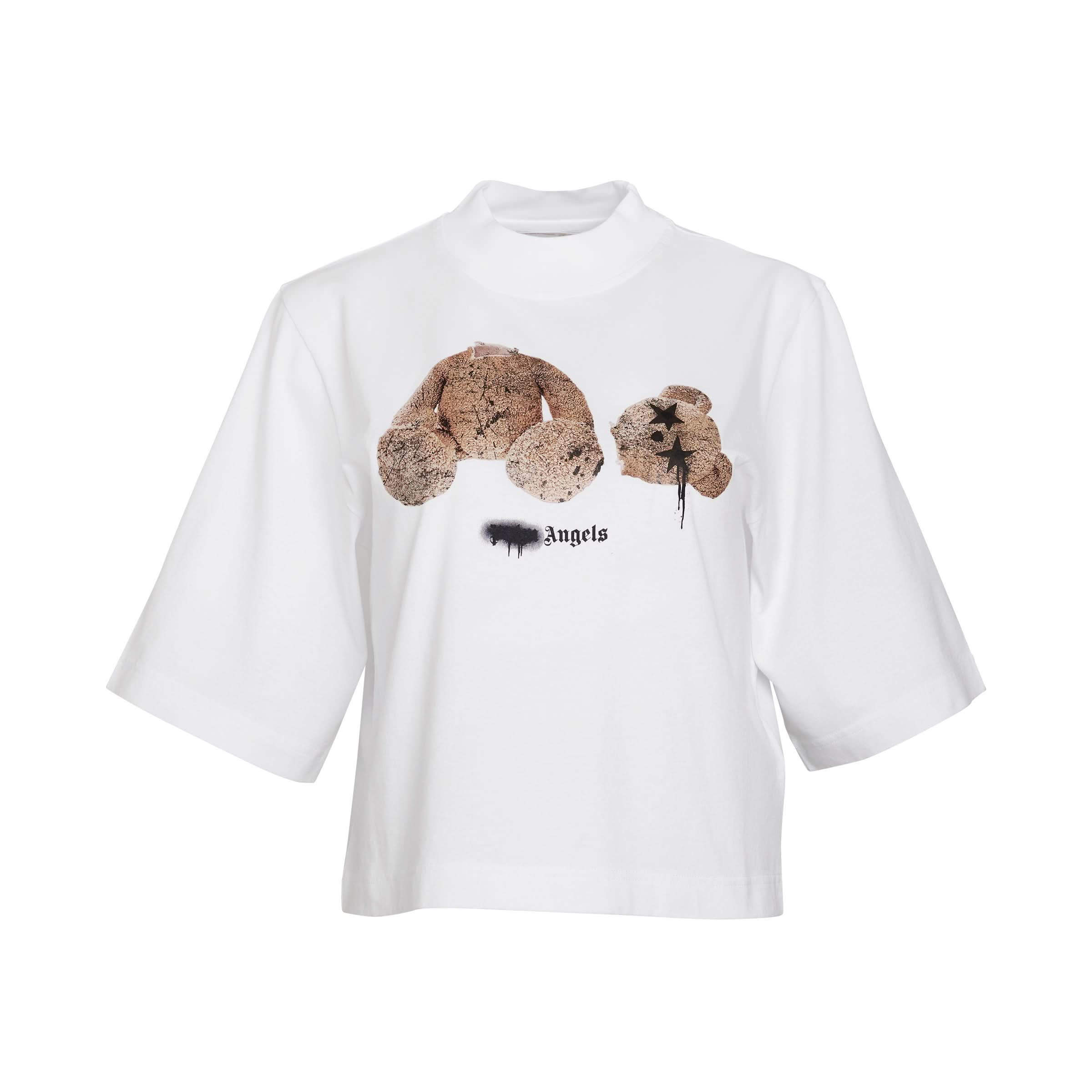 Sprayed PA Bear Cropped T-Shirt in White