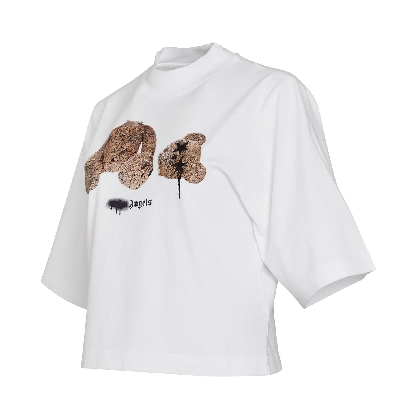 Sprayed PA Bear Cropped T-Shirt in White