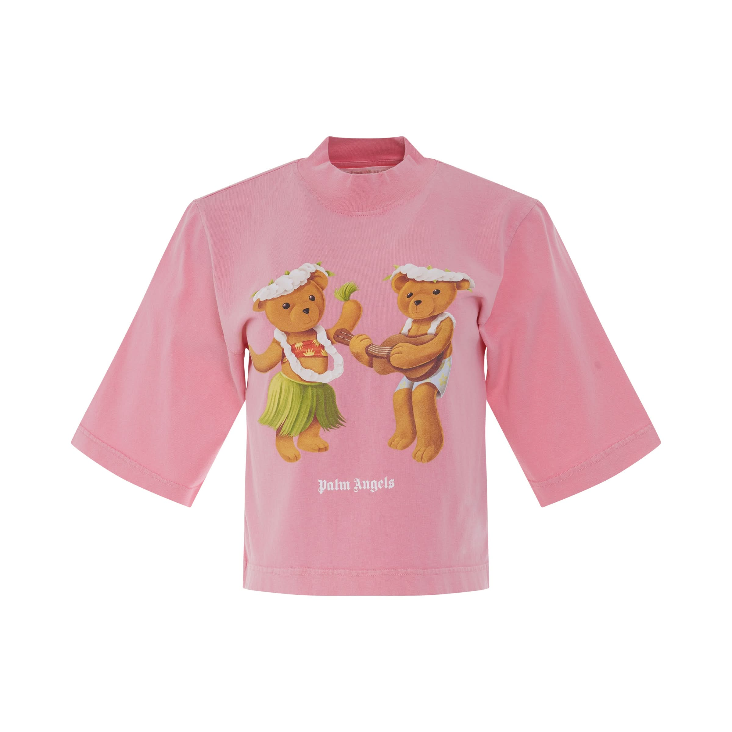 GD Dancing Bears Cropped T-Shirt in Fuchsia/Fluoro