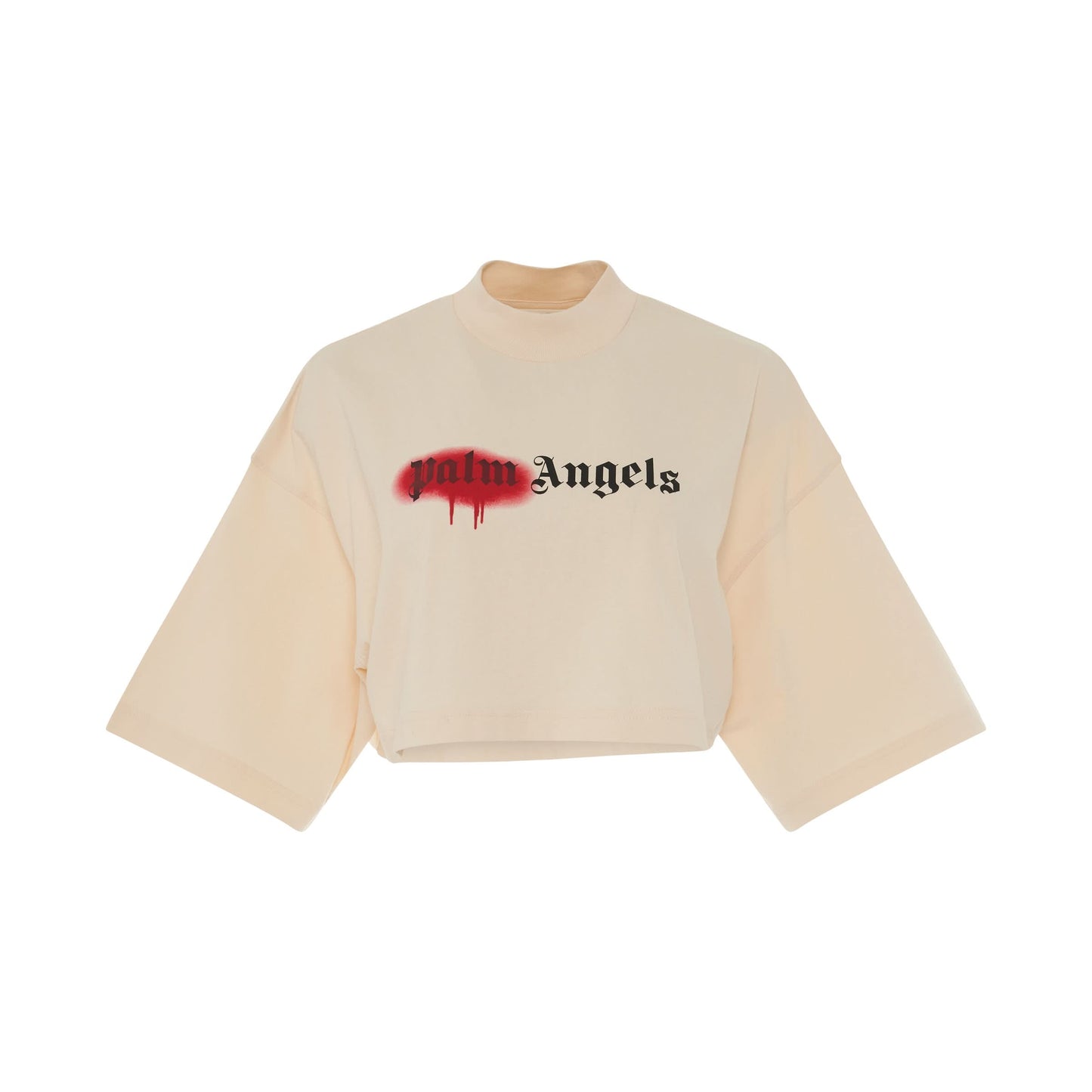 Sprayed Logo Cropped T-Shirt in Off White