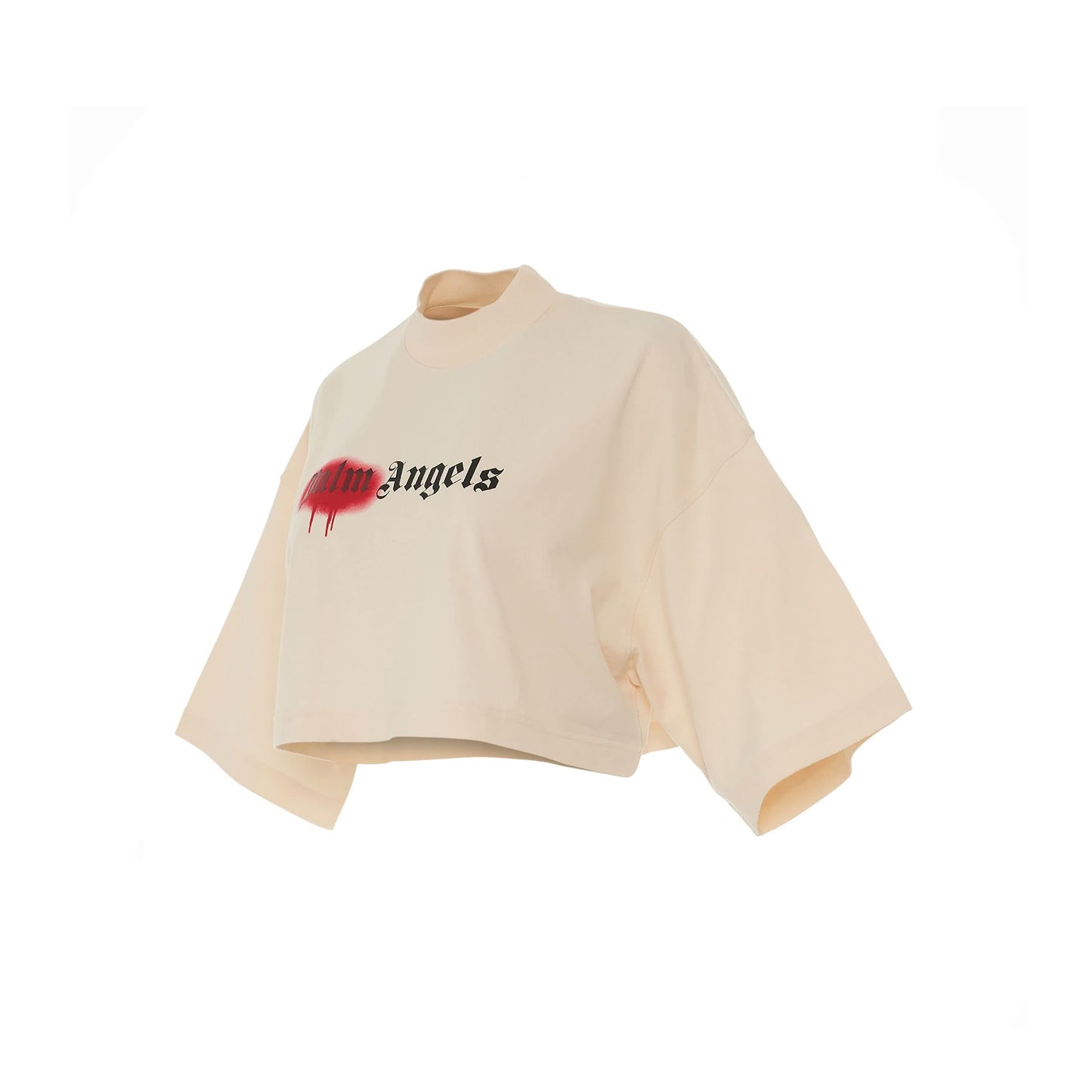 Sprayed Logo Cropped T-Shirt in Off White