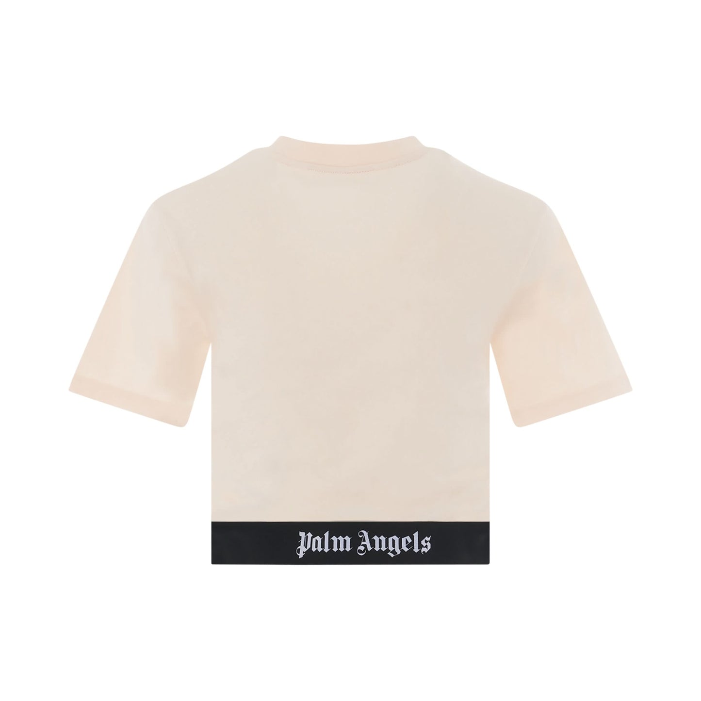 Logo Tape Cropped T-Shirt in Off White