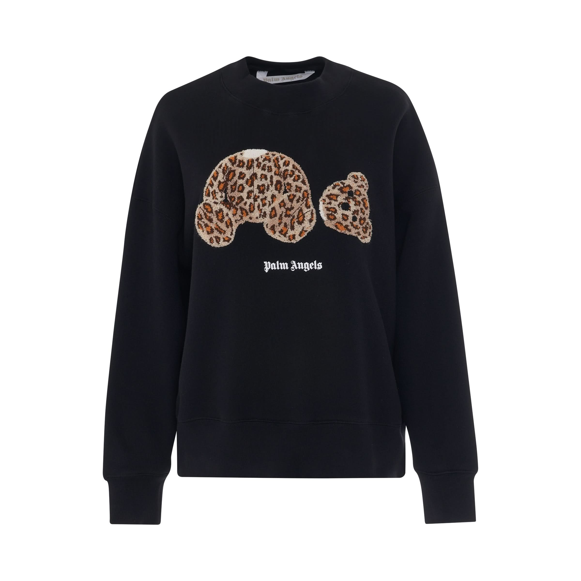 Leopard Bear Crew Jumper in Black/Brown