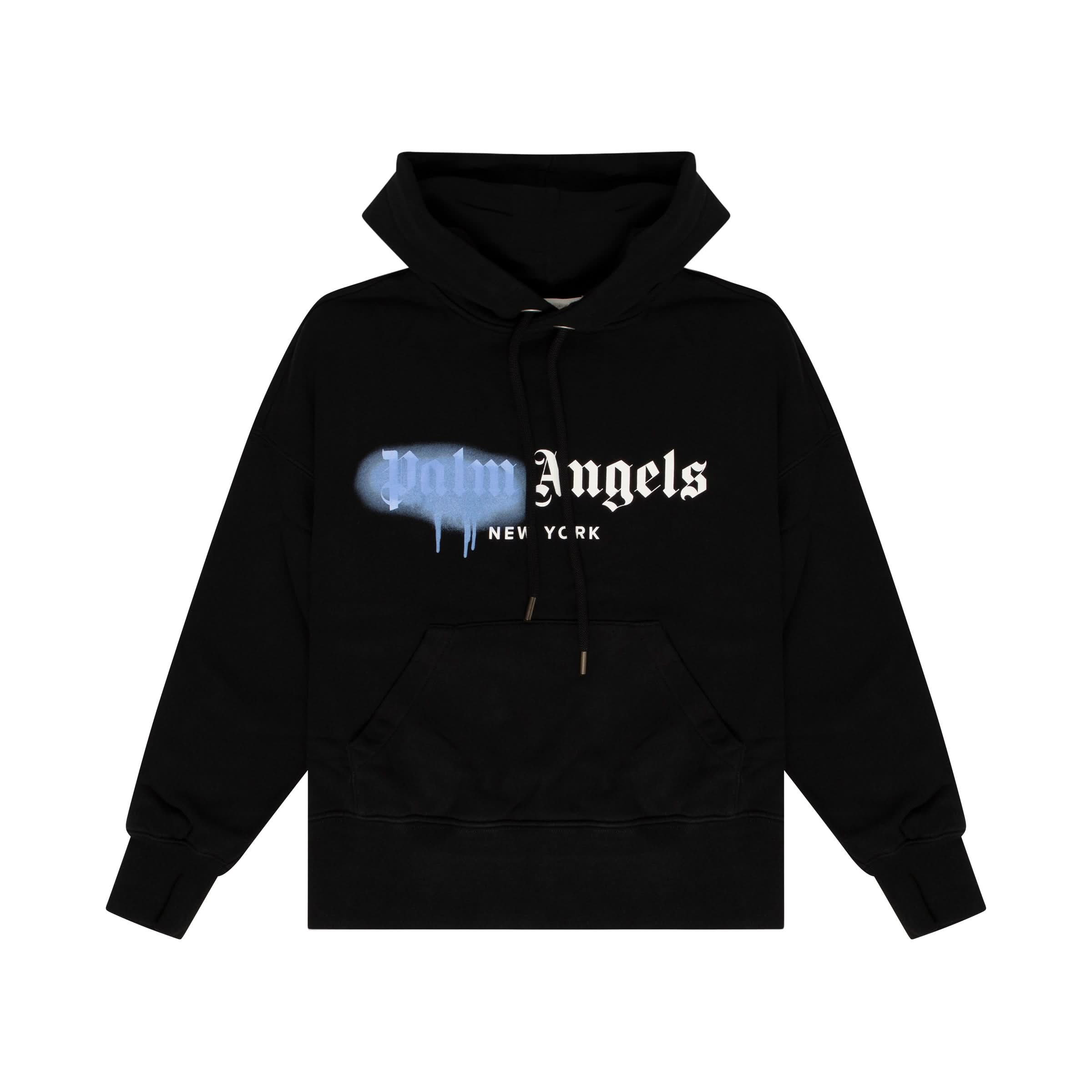 New York Sprayed Logo Hoodie in Black