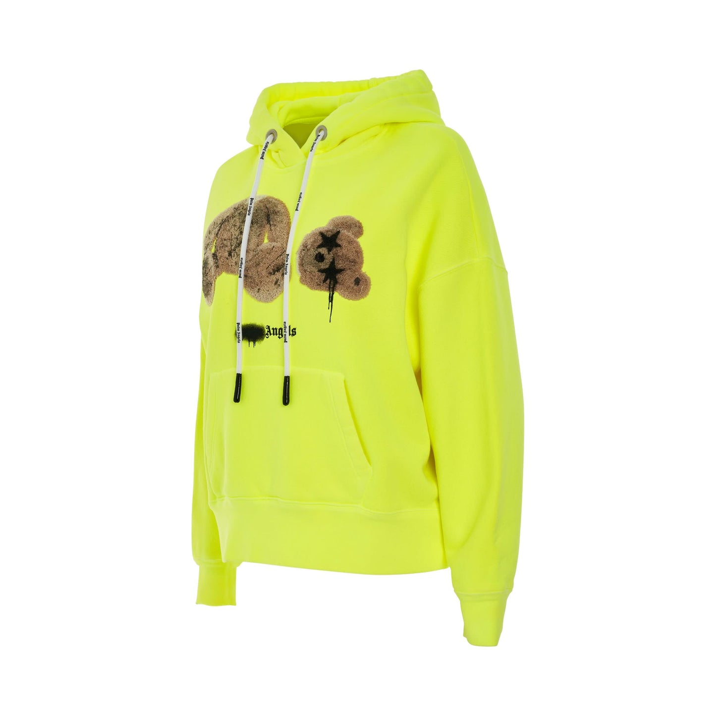 Sprayed PA Bear Hoodie in Yellow Fluo