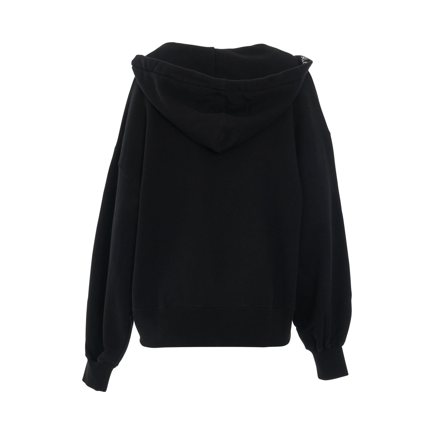 Cord Fleece V-Neck Hoodie in Black