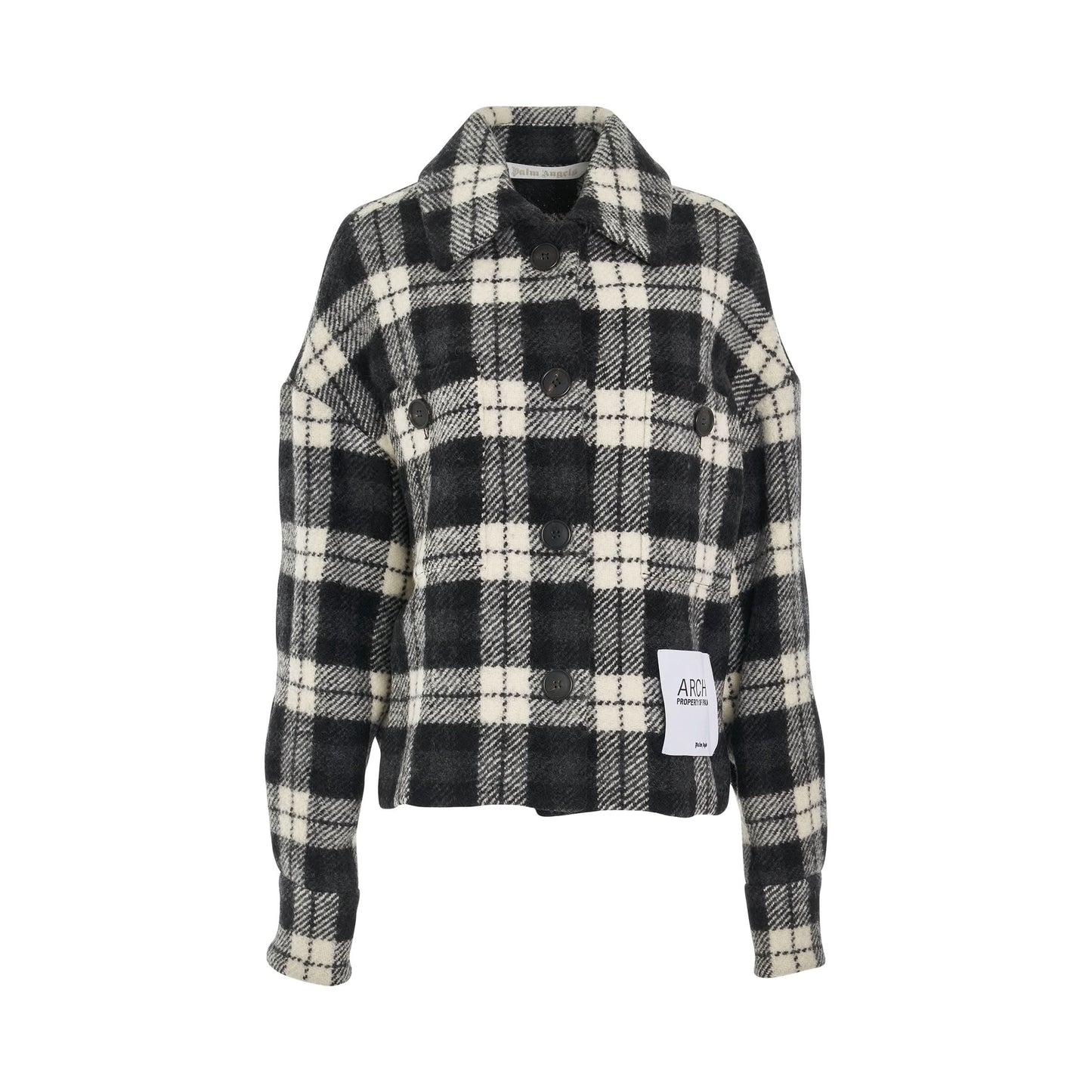 Checked Shirt Jacket in Black