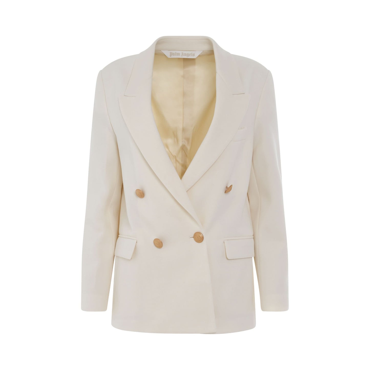 Waistband Double Breasted Blazer in Off White