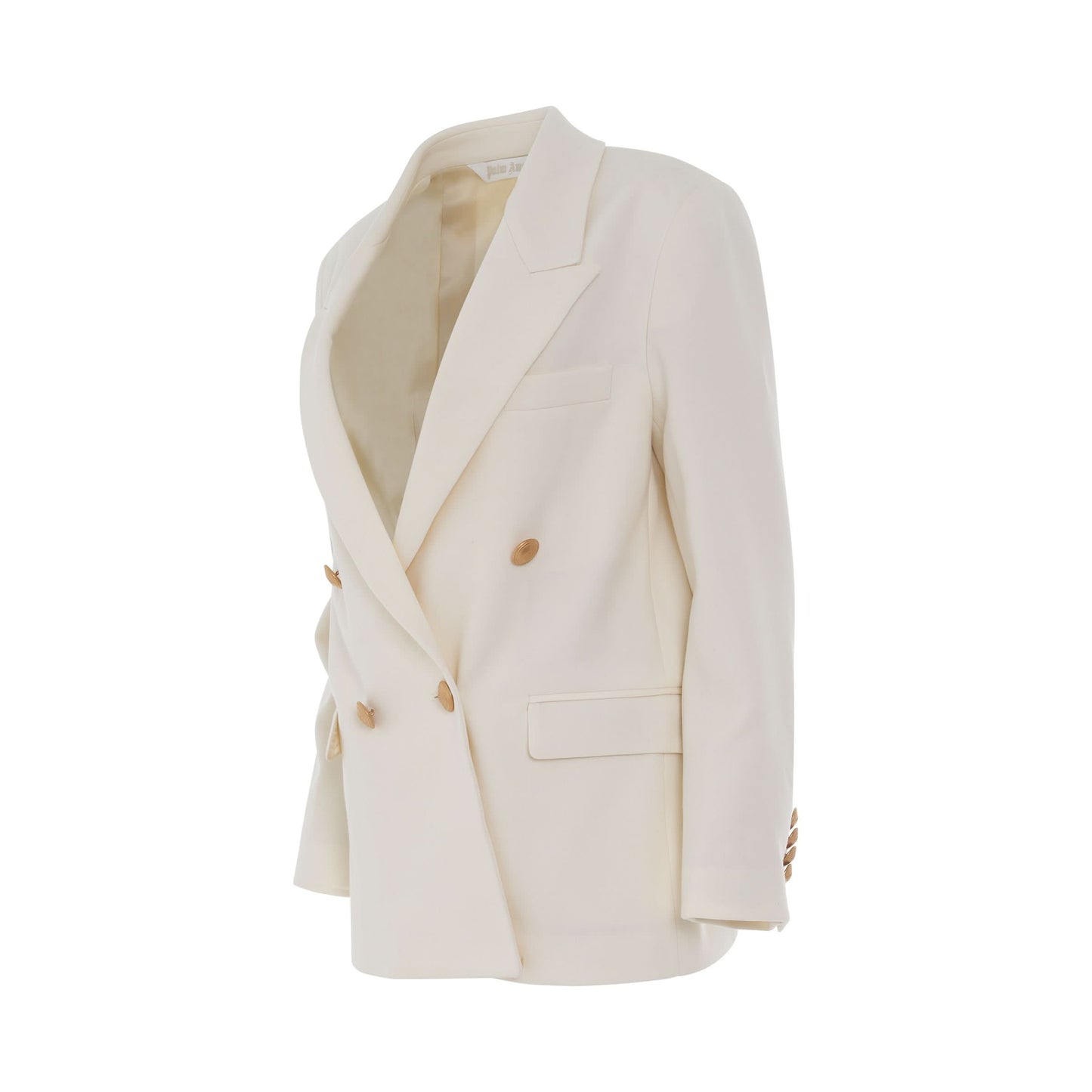 Waistband Double Breasted Blazer in Off White