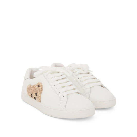 New Teddy Bear Tennis Sneaker in White/Brown