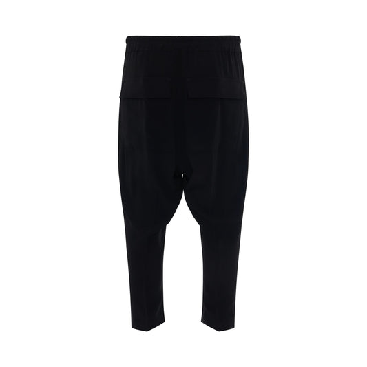 Drawstring Cropped Astaires Crepe Pants in Black