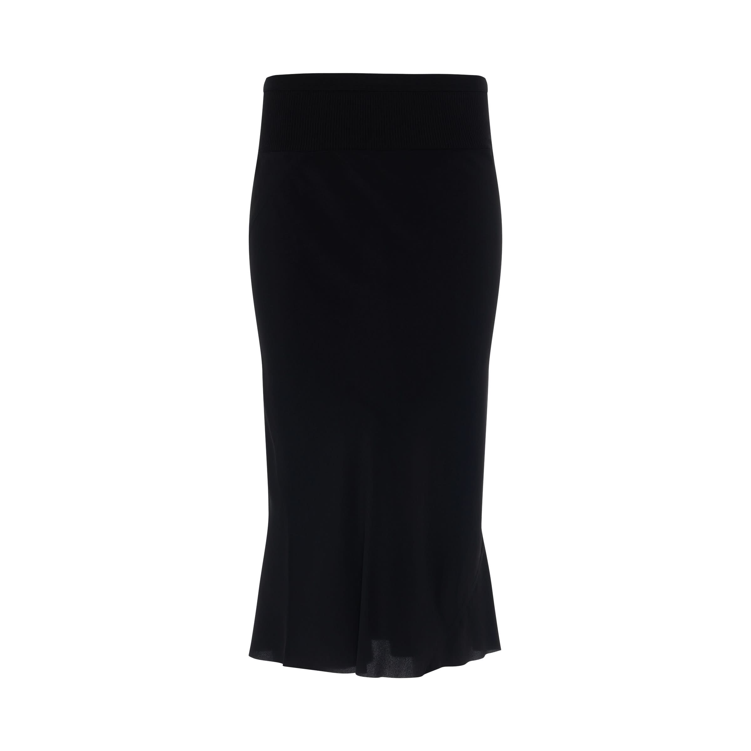 Knee Bias Crepe Skirt in Black