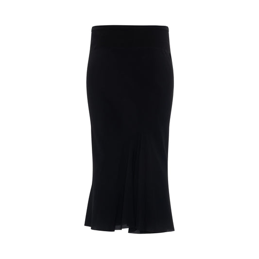 Knee Bias Crepe Skirt in Black