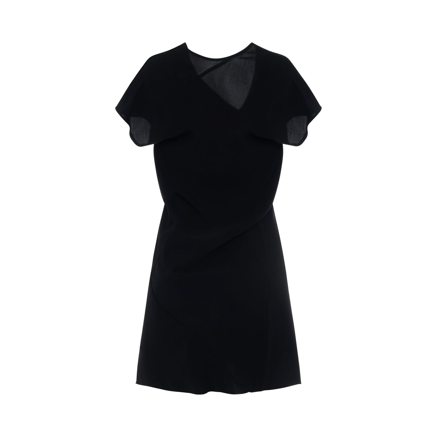 Crepe V Neck Dress in Black