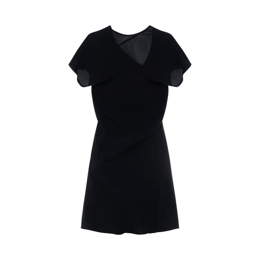 Crepe V Neck Dress in Black