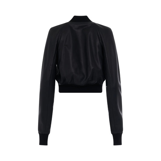 Cropped Flight Leather Jacket in Black