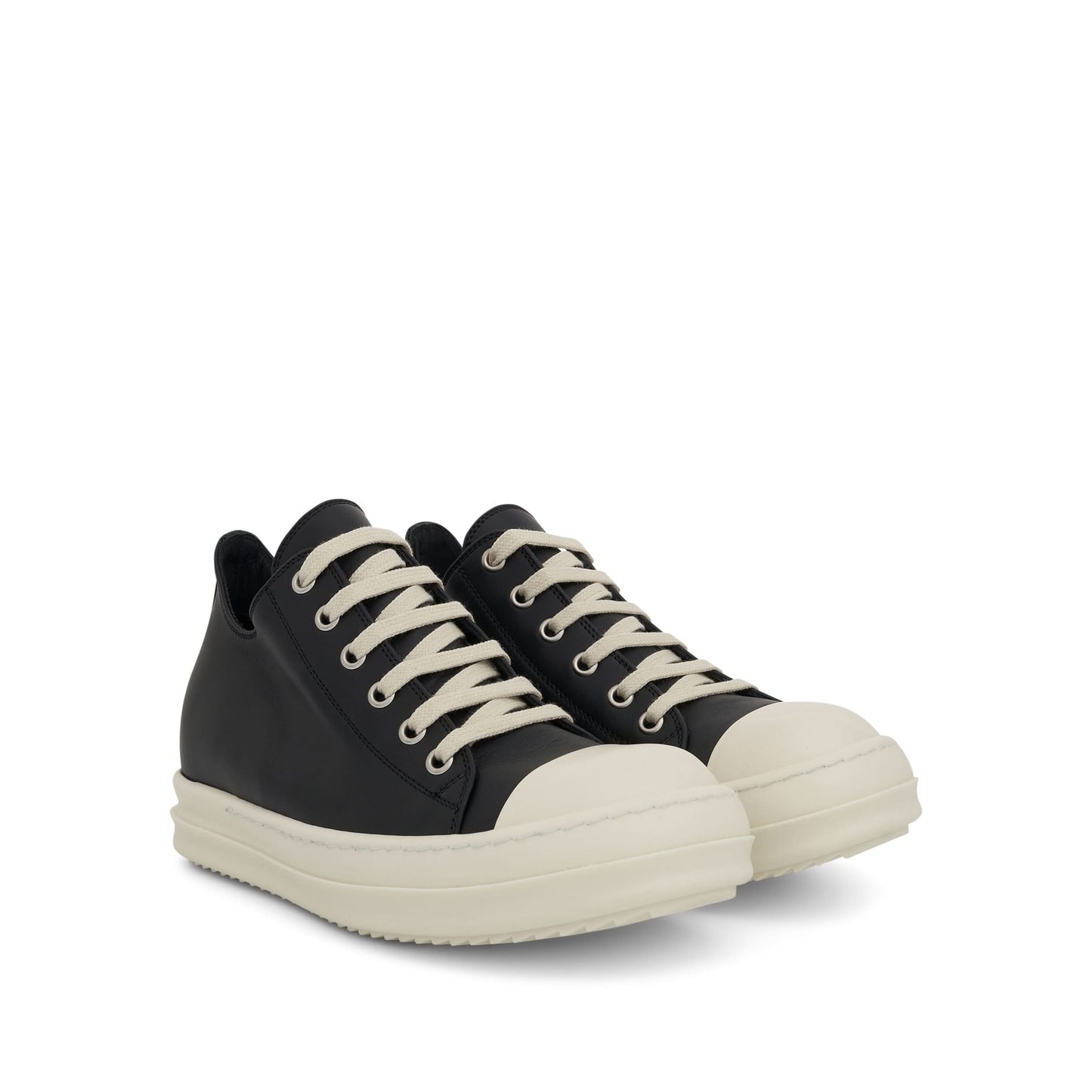 Low Leather Sneakers in Black/Milk