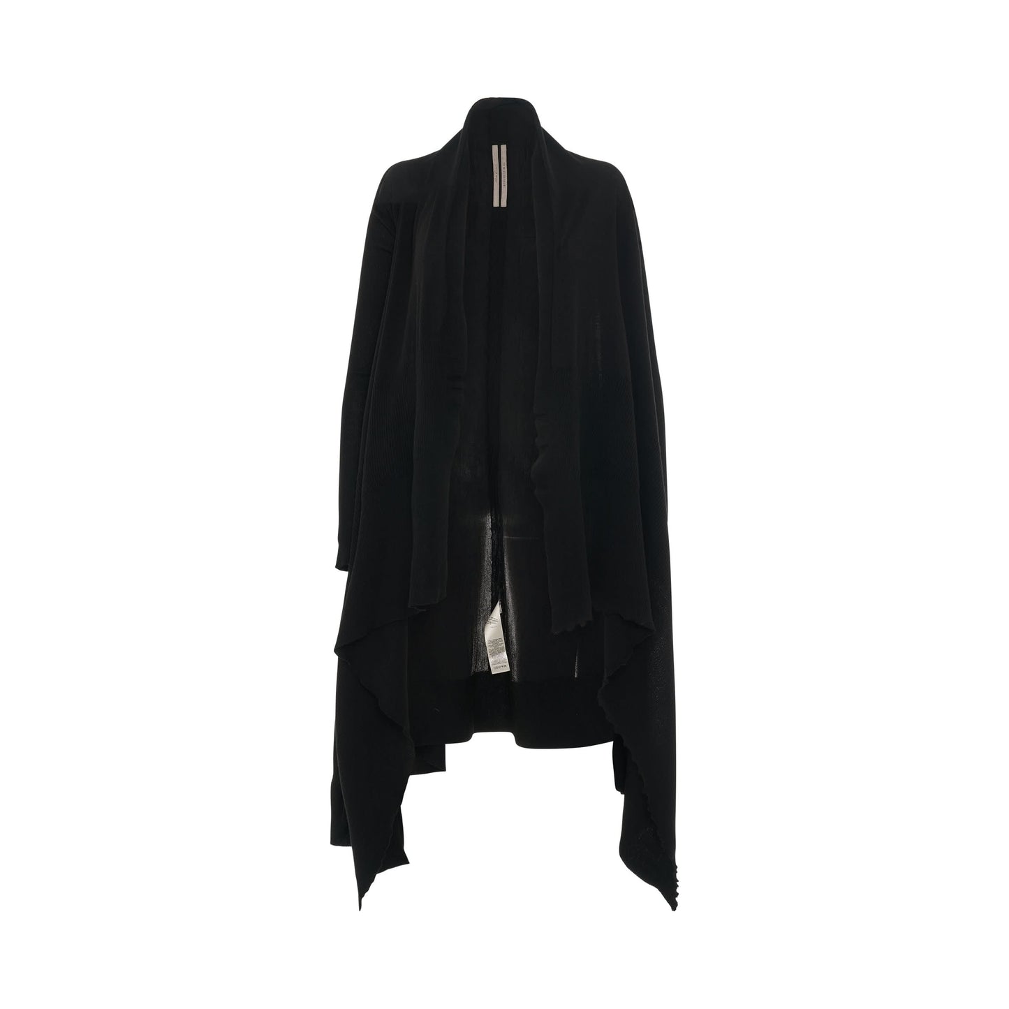 Long Wrap Wool Knit Cardigan in Black