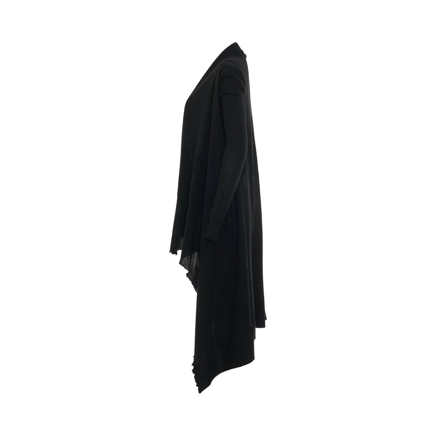 Long Wrap Wool Knit Cardigan in Black