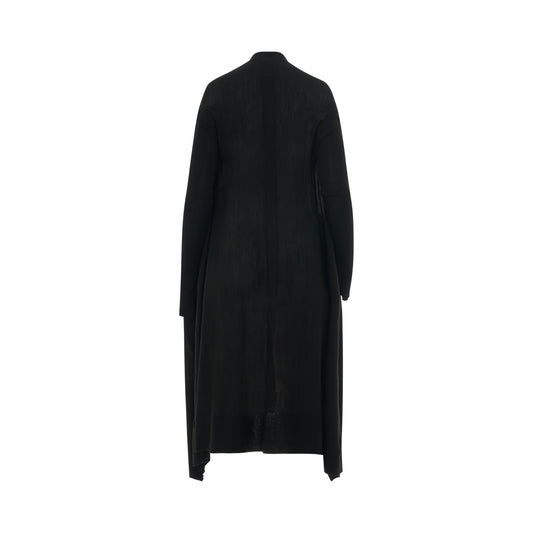 Long Wrap Wool Knit Cardigan in Black