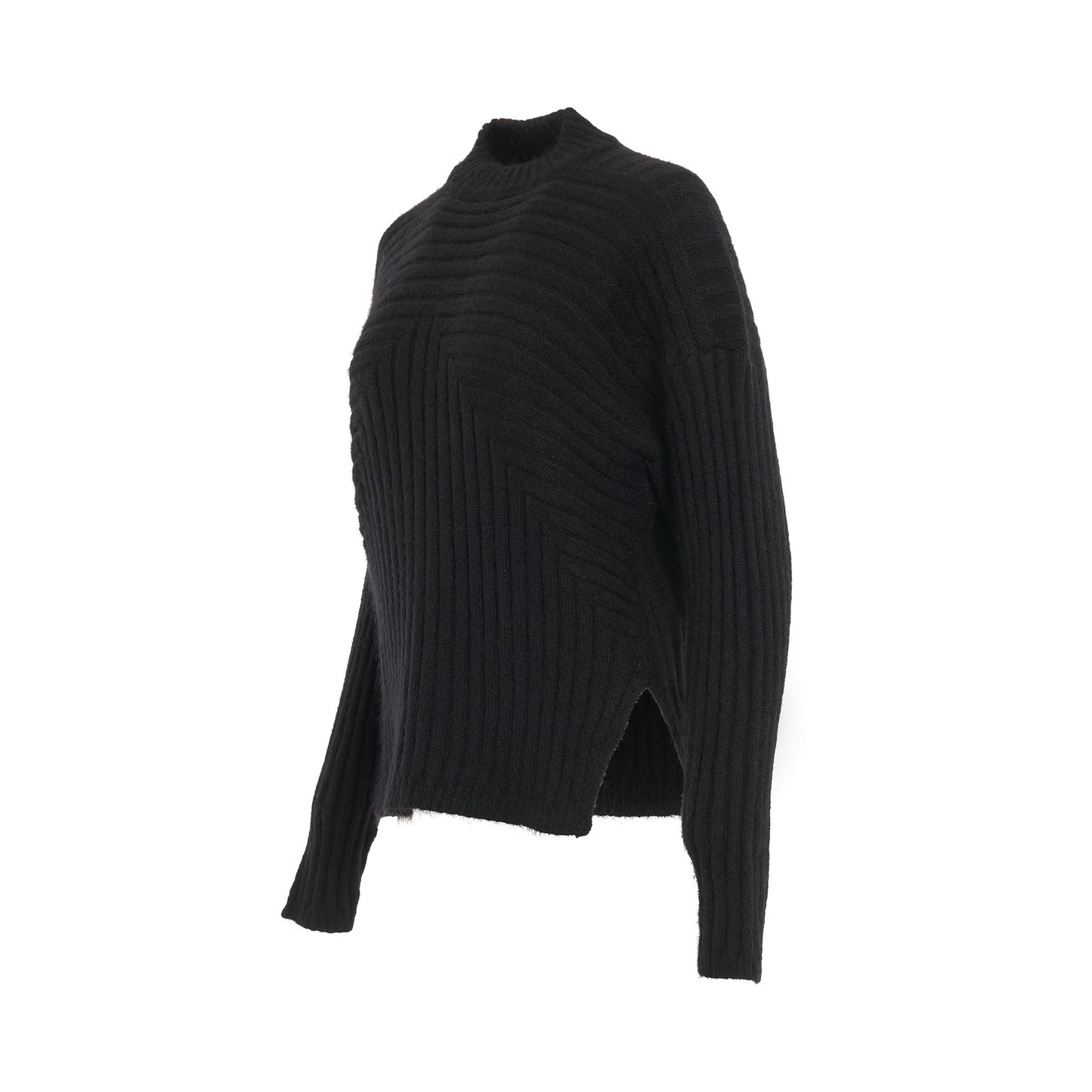 Cropped Tommy Luppeto Knit Sweater in Black