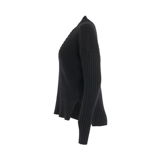 Cropped Tommy Luppeto Knit Sweater in Black