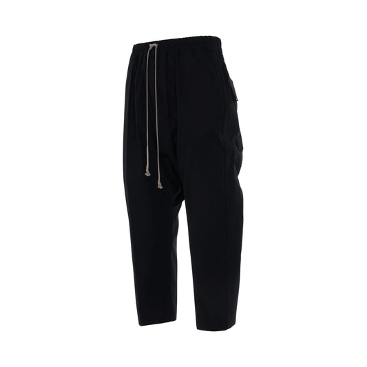 Woven Drawstring Cropped Pants in Black