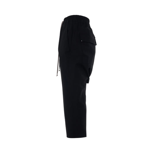 Woven Drawstring Cropped Pants in Black