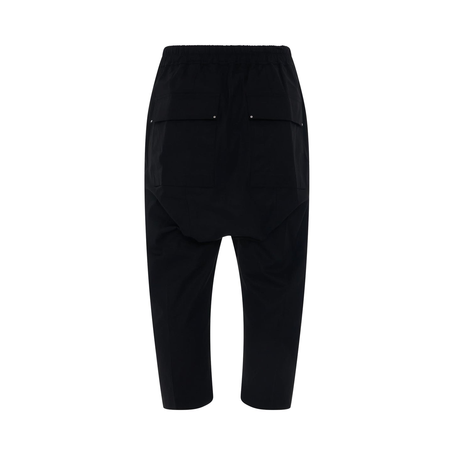 Woven Drawstring Cropped Pants in Black