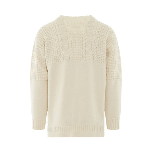 Knit Long Sleeve Sweater in Off White