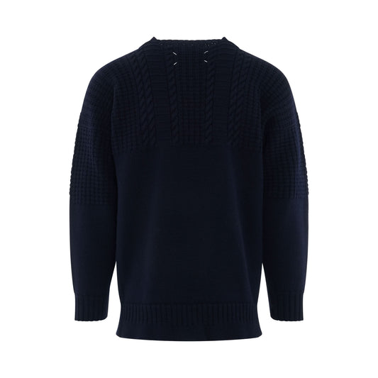 Knit Long Sleeve Sweater in Navy