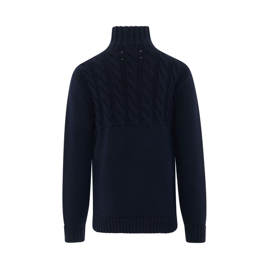 Knit Long Sleeve Turtleneck Sweater in Navy