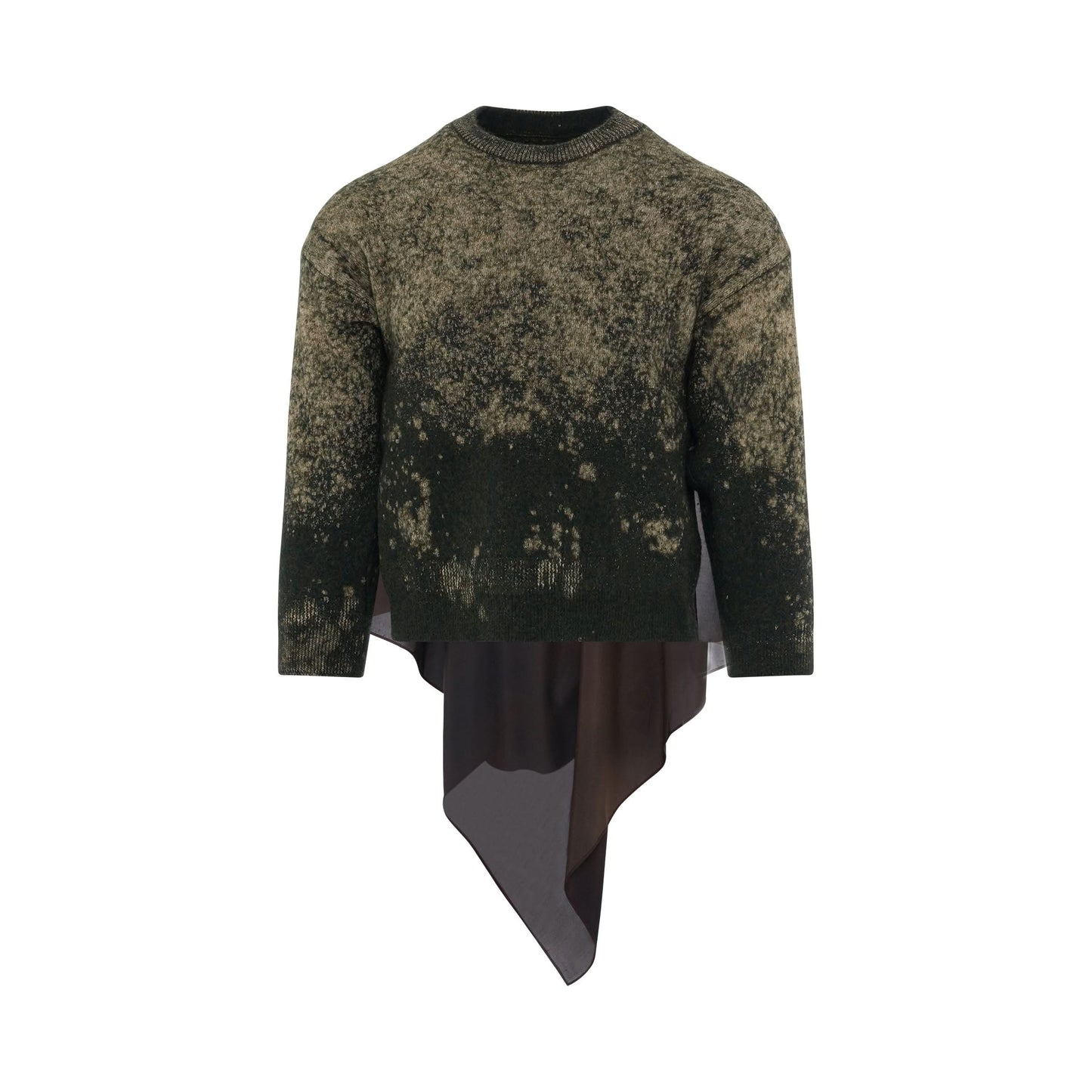 Wool Blend Long Sleeve Pullover in Dark Green