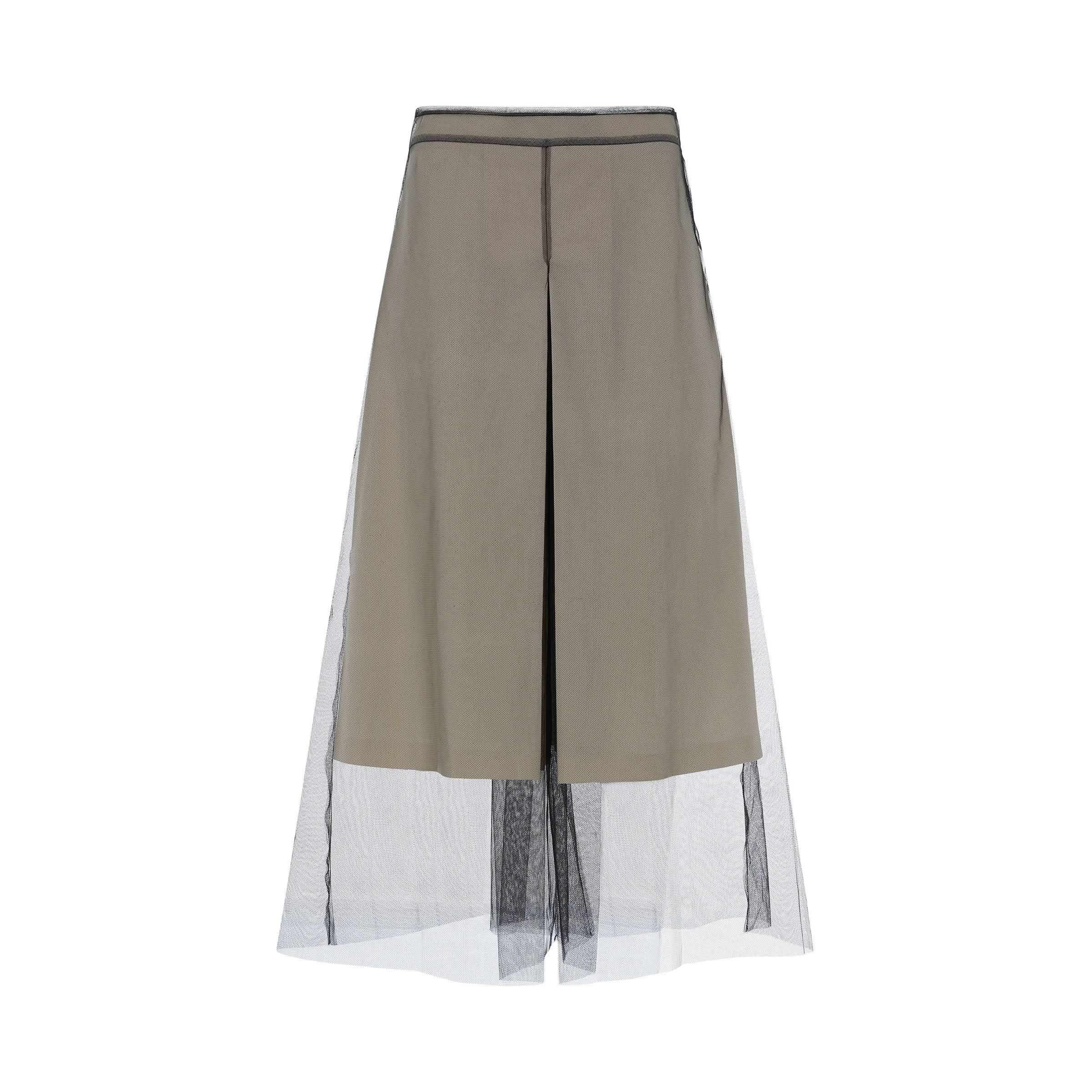 Calico Culottes with Tulle Overlay in Ecru