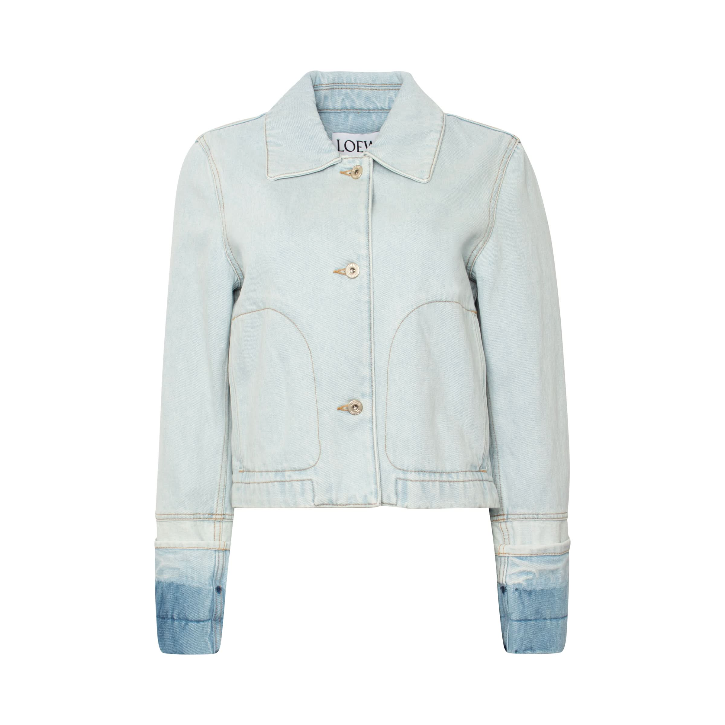 Button Denim Jacket in Light Blue