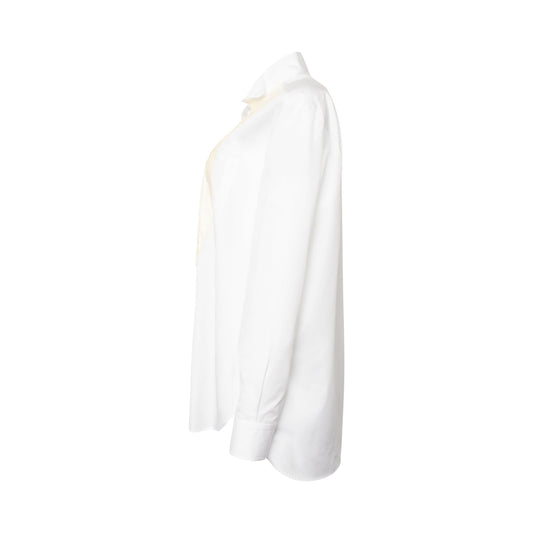 Asymmetric Shirt Pleated Bib in White