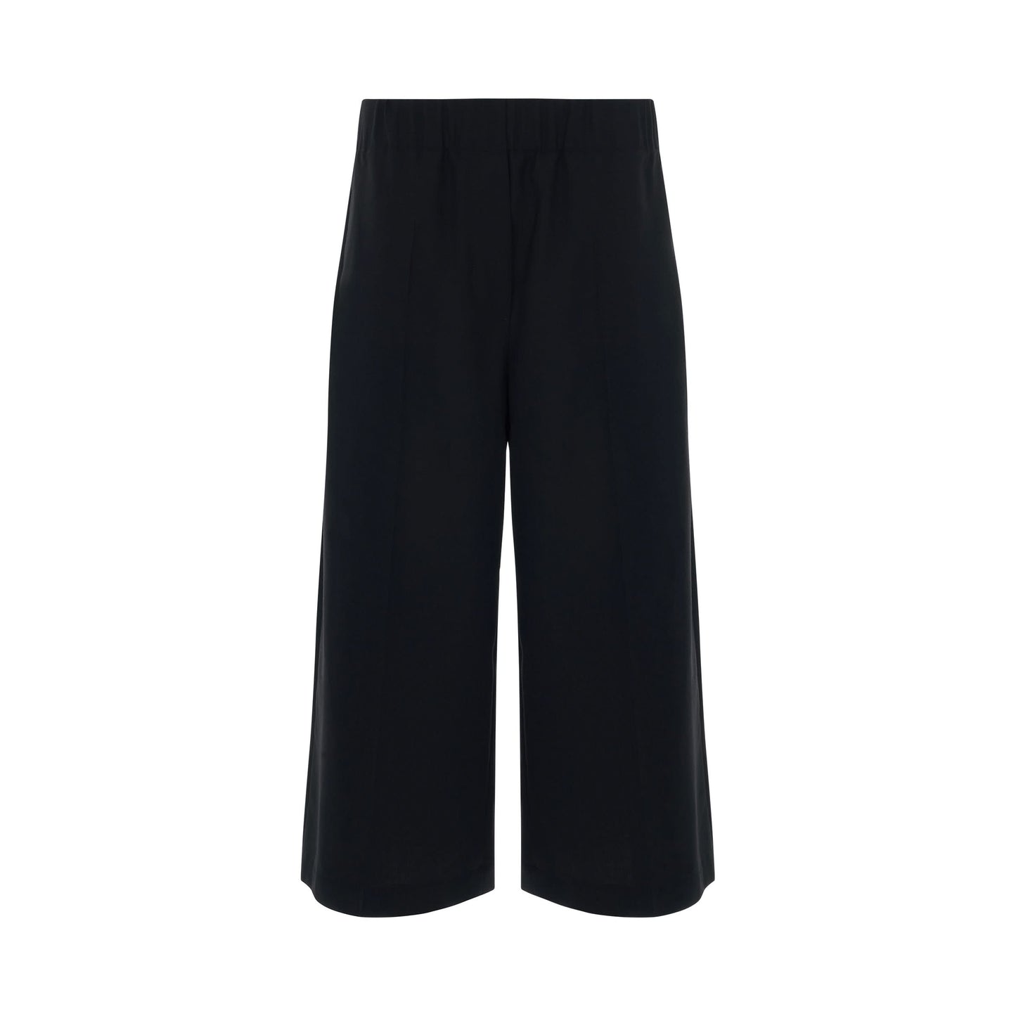 Elasticated Cropped Trousers in Black