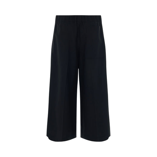 Elasticated Cropped Trousers in Black