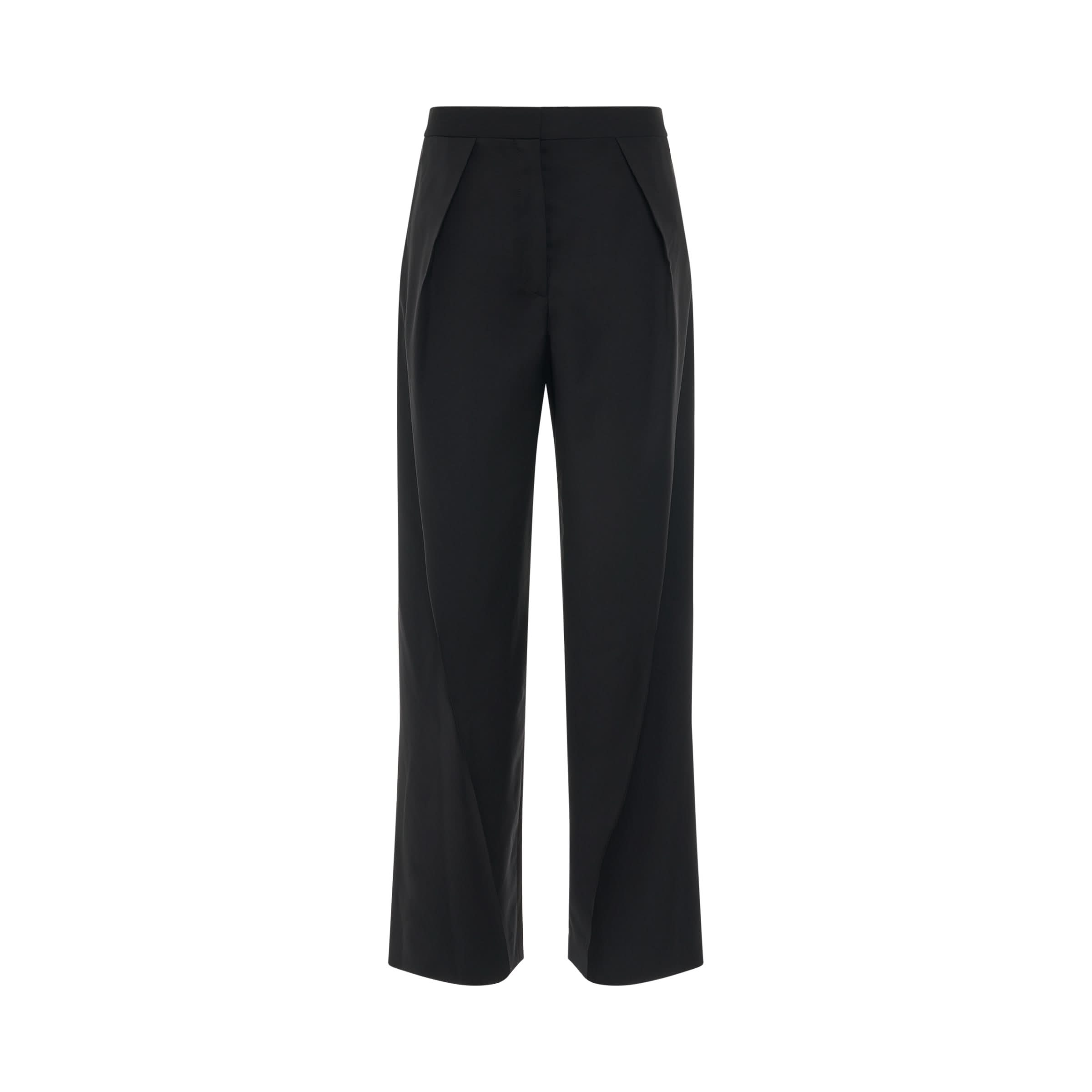 Pleated Wool Trousers in Black