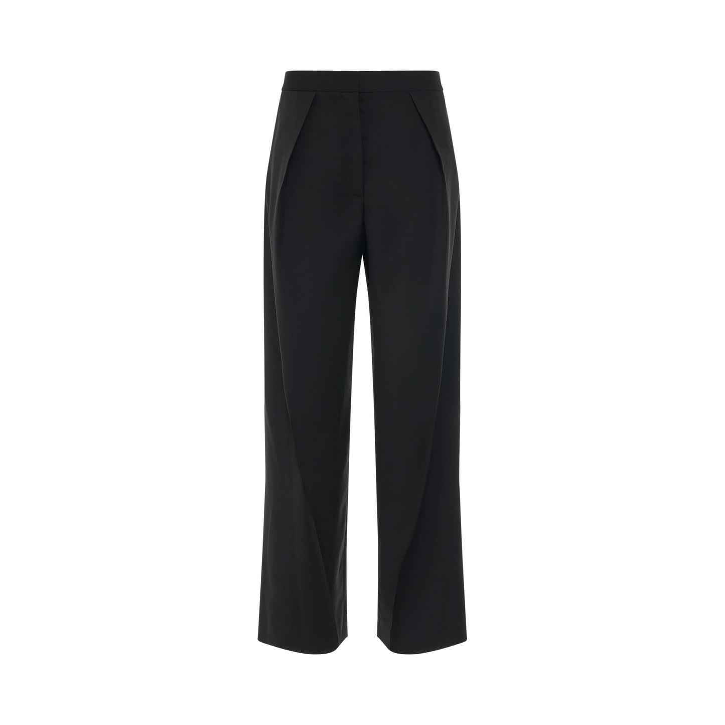 Pleated Wool Trousers in Black